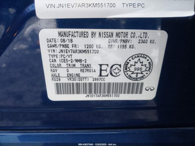 2019 INFINITI Q50 JN1EV7AR3KM551700 Photo 8