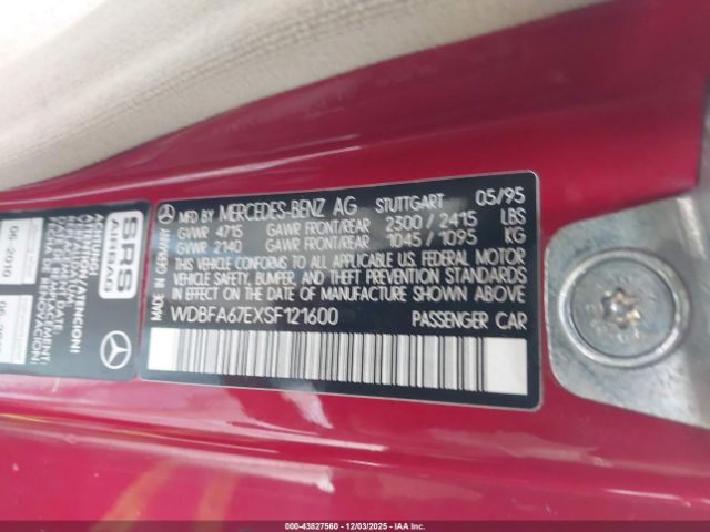 1995 MERCEDES-BENZ SL WDBFA67EXSF121600 Photo 8