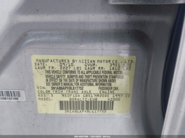 2011 NISSAN SENTRA 3N1AB6APXBL617752 Photo 8