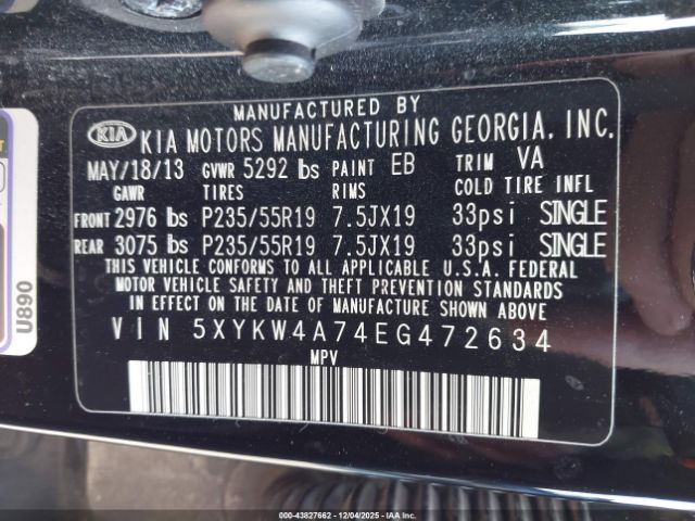 2014 KIA SORENTO 5XYKW4A74EG472634 Photo 8