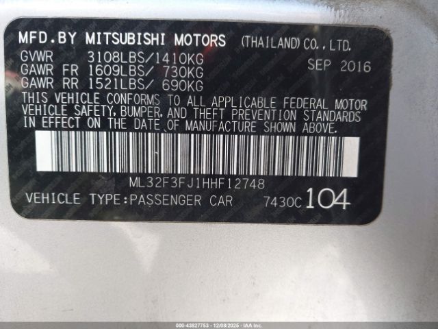 2017 MITSUBISHI MIRAGE G4 ML32F3FJ1HHF12748 Photo 8