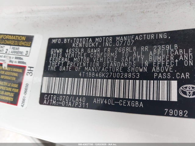 2007 TOYOTA CAMRY HYBRID 4T1BB46K27U028853 Photo 8