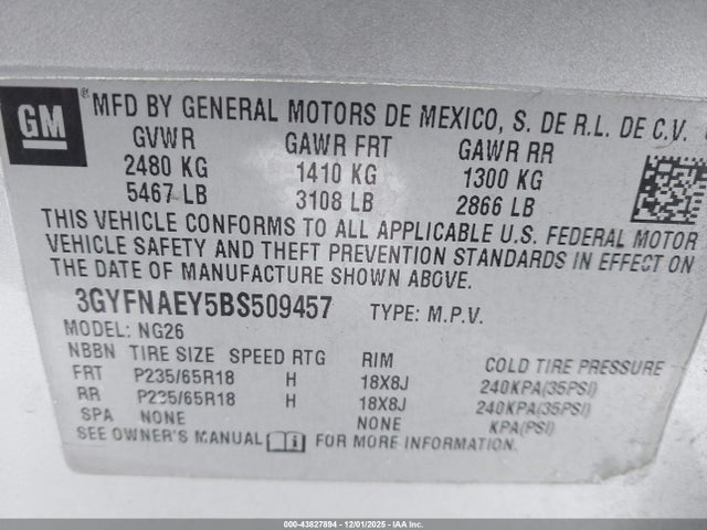 2011 CADILLAC SRX 3GYFNAEY5BS509457 Photo 8