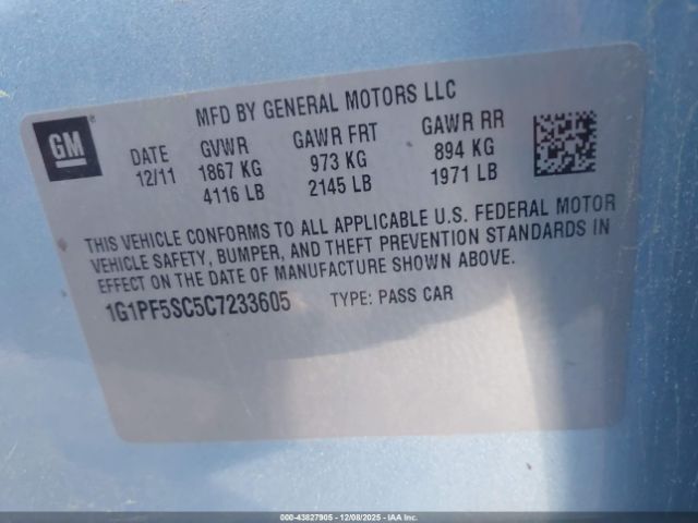 2012 CHEVROLET CRUZE 1G1PF5SC5C7233605 Photo 8