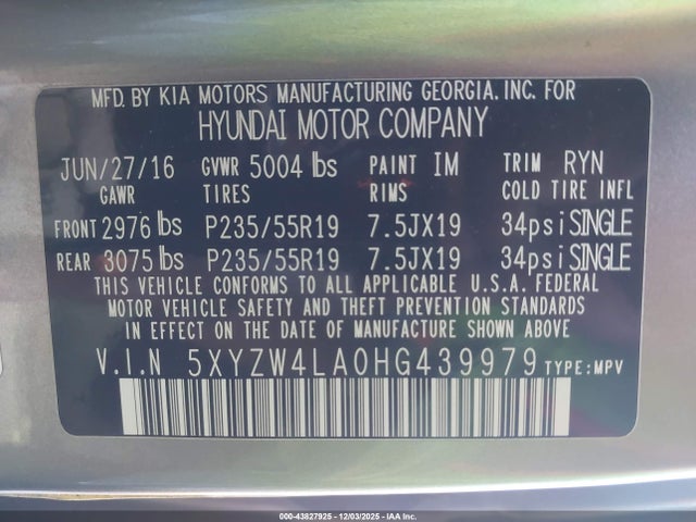 5XYZW4LA0HG439979 Hyundai Santa Fe Sport 2.0t Ultimate