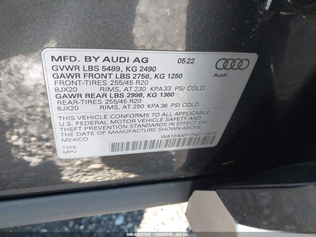 2022 AUDI Q5 WA1EAAFY7N2113875 Photo 8