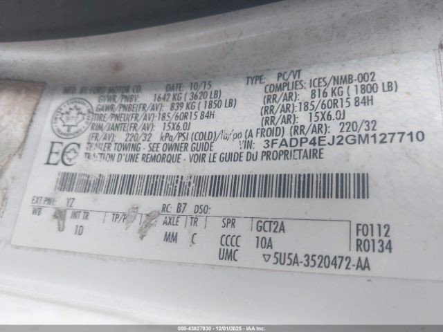 2016 FORD FIESTA 3FADP4EJ2GM127710 Photo 8