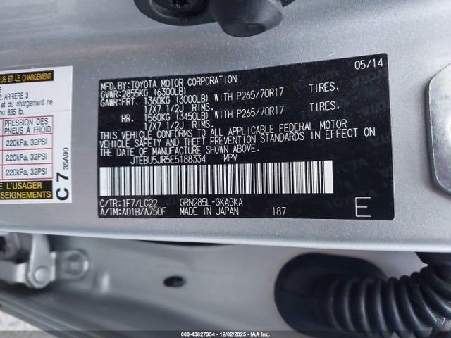 JTEBU5JR5E5188334 Toyota 4runner Trail Premium