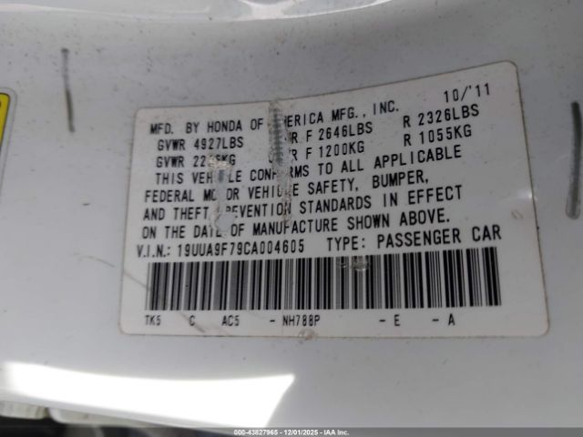 2012 ACURA TL 19UUA9F79CA004605 Photo 8