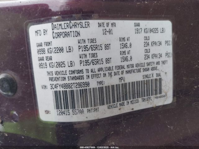 2002 CHRYSLER PT CRUISER 3C4FY48B82T296990 Photo 8