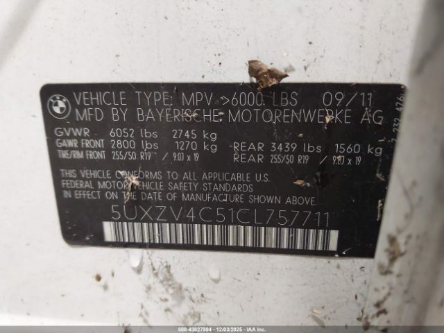 2012 BMW X5 5UXZV4C51CL757711 Photo 8