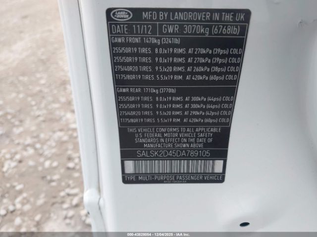 2013 LAND ROVER RANGE ROVER SPORT SALSK2D45DA789105 Photo 8