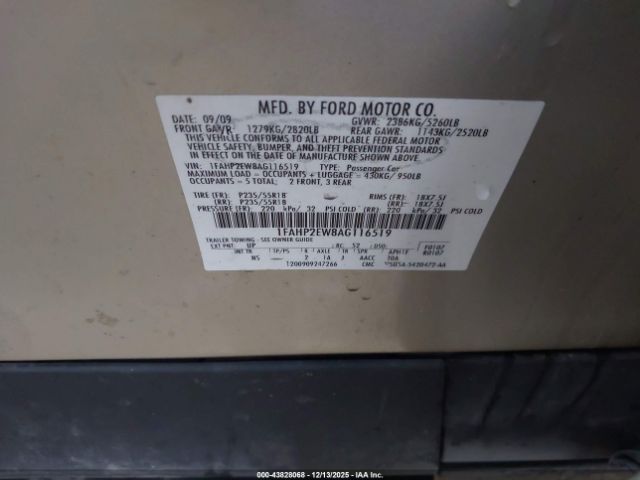 2010 FORD TAURUS 1FAHP2EW8AG116519 Photo 8