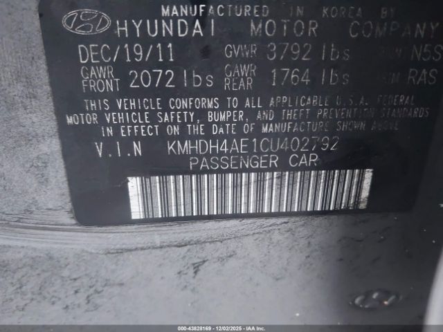 2012 HYUNDAI ELANTRA KMHDH4AE1CU402792 Photo 8
