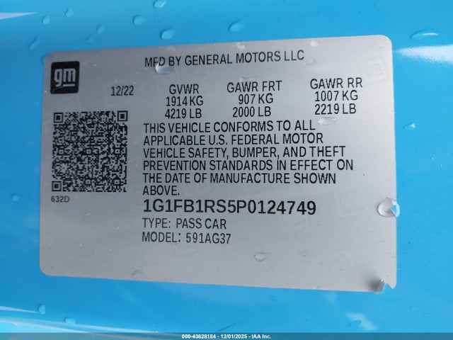 1G1FB1RS5P0124749 Chevrolet Camaro Rwd 1lt
