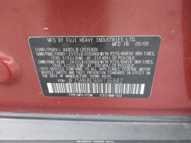 2010 SUBARU FORESTER JF2SH6AC9AH736842 Photo 8