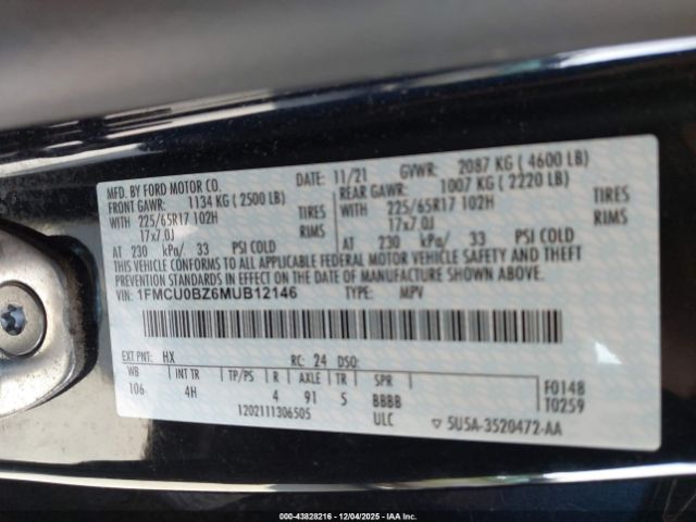 2021 FORD ESCAPE 1FMCU0BZ6MUB12146 Photo 8