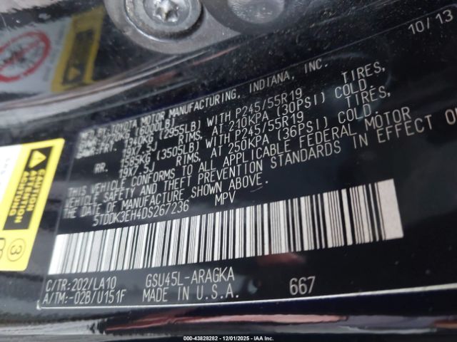 2013 TOYOTA HIGHLANDER 5TDDK3EH4DS267236 Photo 8