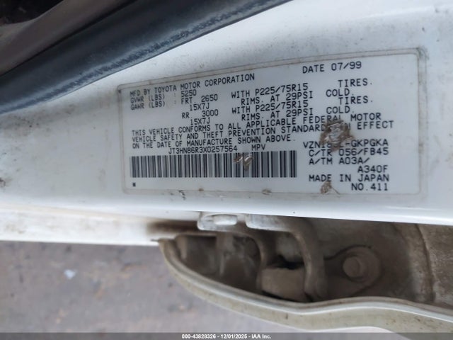 1999 TOYOTA 4RUNNER JT3HN86R3X0257564 Photo 8