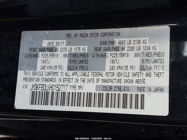 JM3KFBDLXH0152717 Mazda Cx-5 Grand Touring