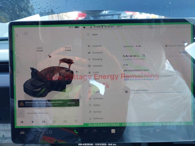 43828340 :رقم المزاد ، 5YJ3E1EA0SF075825 vin ، 2025 Tesla Model 3 Long Range Rear-wheel Drive/standard Rear-wheel Drive مزاد بيع