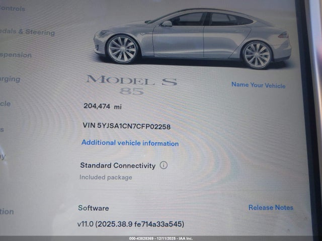 2012 TESLA MODEL S 5YJSA1CN7CFP02258 Photo 6