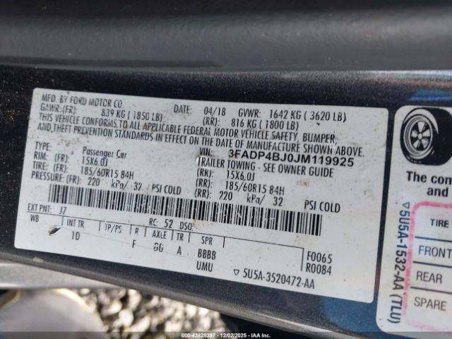 2018 FORD FIESTA 3FADP4BJ0JM119925 Photo 8