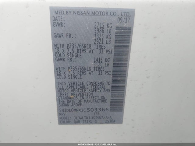 5N1DL0MNXJC503366 Infiniti QX60