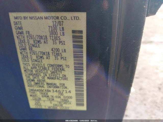 2008 NISSAN TITAN 1N6AA06C48N346714 Photo 8