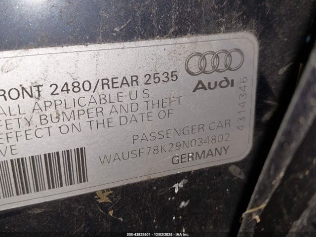 2009 AUDI A4 WAUSF78K29N034802 Photo 8