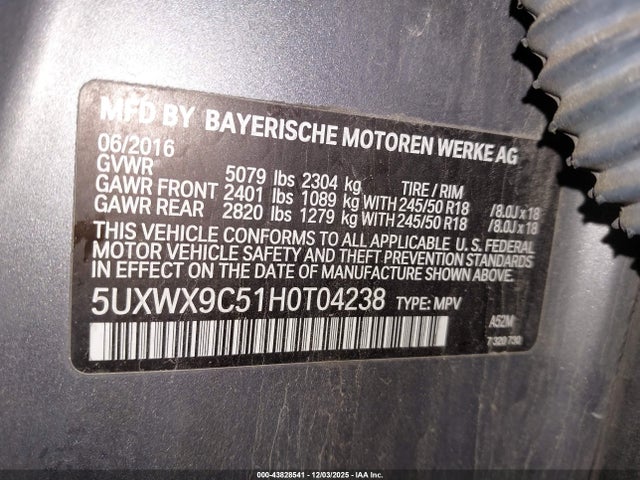 5UXWX9C51H0T04238 BMW X3 Xdrive28i