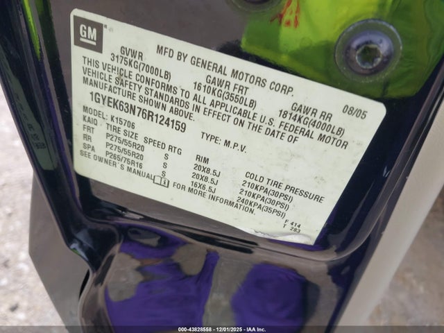 2006 CADILLAC ESCALADE 1GYEK63N76R124159 Photo 8