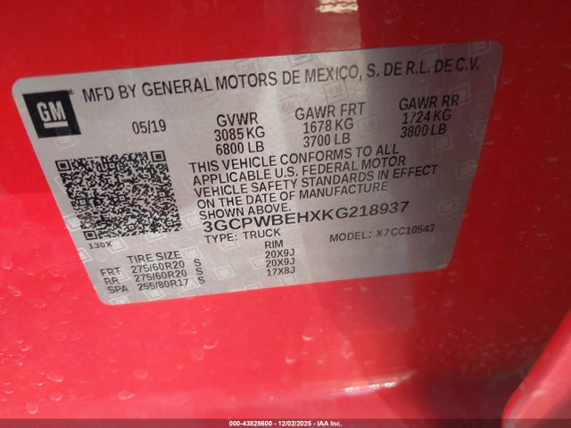 3GCPWBEHXKG218937 Chevrolet Silverado