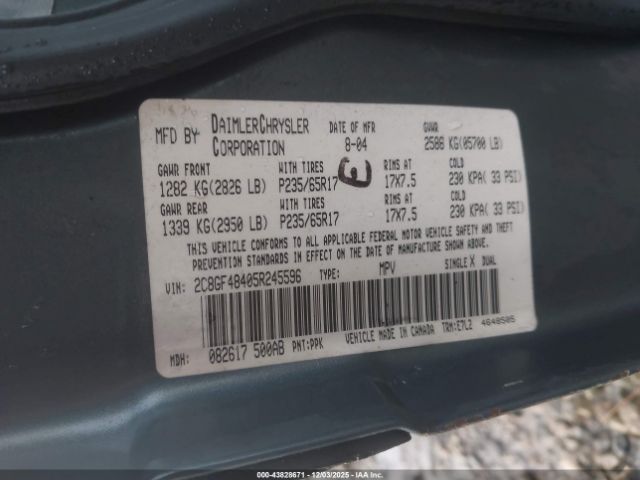 2005 CHRYSLER PACIFICA 2C8GF48405R245596 Photo 8