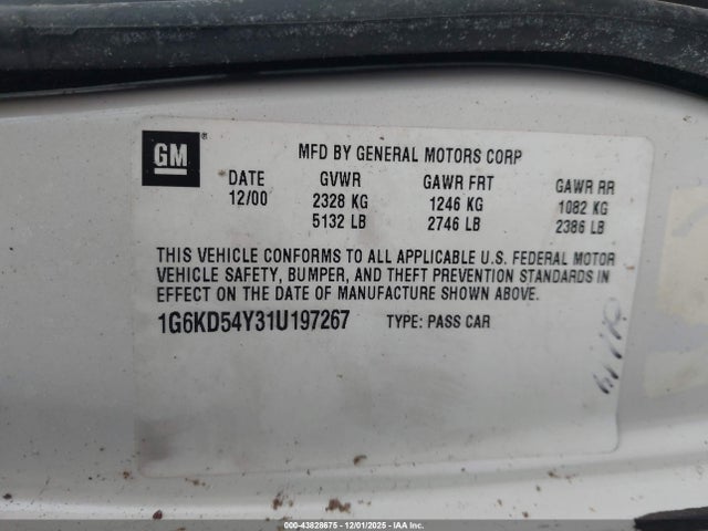 2001 CADILLAC DEVILLE 1G6KD54Y31U197267 Photo 8