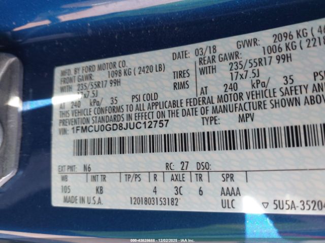 2018 FORD ESCAPE 1FMCU0GD8JUC12757 Photo 8