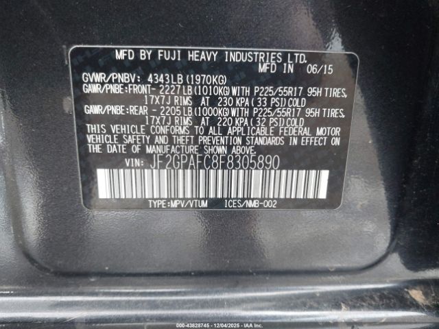 2015 SUBARU XV CROSSTREK JF2GPAFC8F8305890 Photo 8