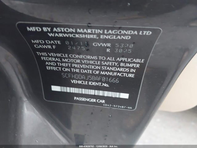 2011 ASTON MARTIN RAPIDE SCFHDDAJ5BAF01666 Photo 8