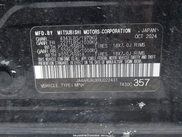 Продаж на аукціоні авто 2024 Mitsubishi Outlander Sport 2.0 Es Awc/2.0 Le Awc/2.0 Ralliart Awc/2.0 S Awc/2.0 Se Awc/2.0 Trail Edition Awc, vin: JA4ARUAUXRU022431, номер лоту: 43828756