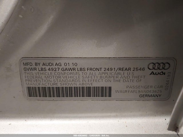 2010 AUDI A4 WAUFFAFL9AN043625 Photo 8