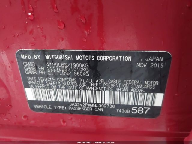 2016 MITSUBISHI LANCER JA32V2FW9GU002736 Photo 8