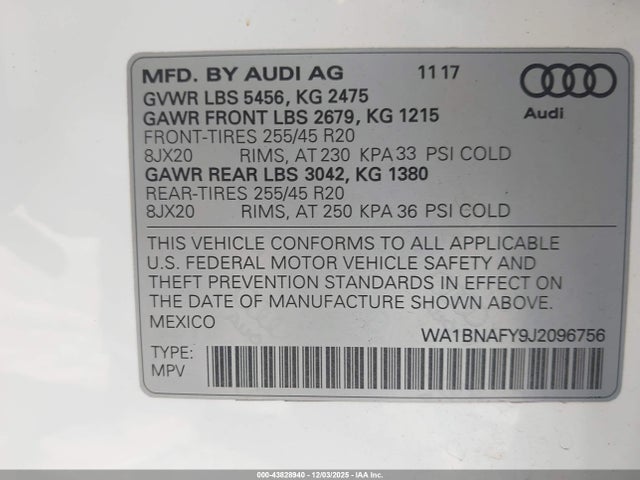 2018 AUDI Q5 WA1BNAFY9J2096756 Photo 8
