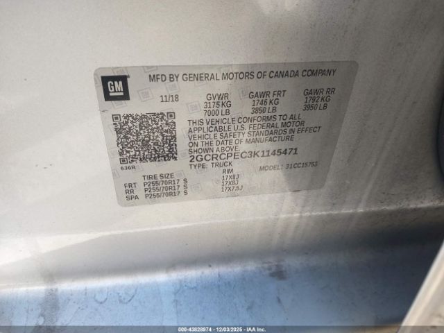 2019 CHEVROLET SILVERADO 1500 LD 2GCRCPEC3K1145471 Photo 8