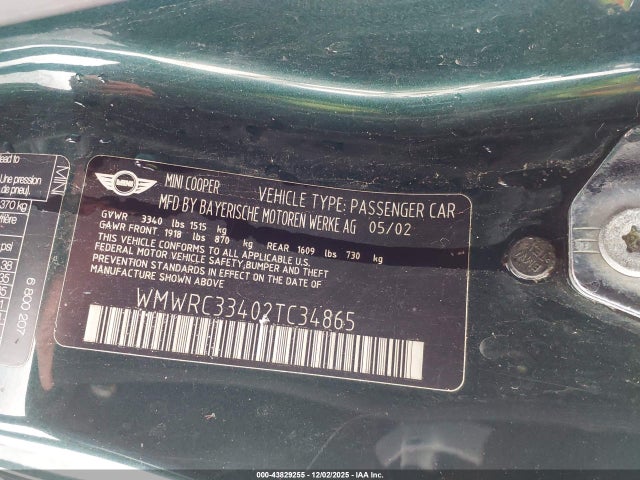 2002 MINI COOPER WMWRC33402TC34865 Photo 8