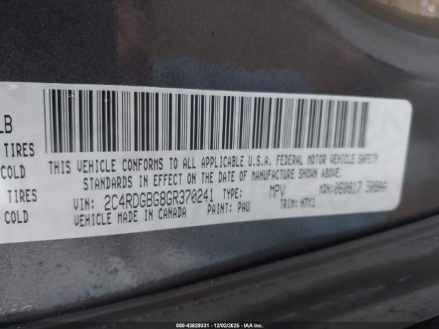 2016 DODGE GRAND CARAVAN 2C4RDGBG8GR370241 Photo 8