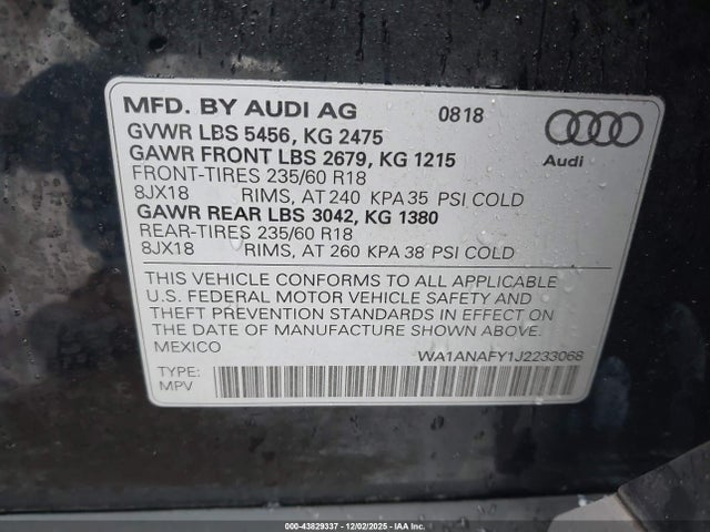 2018 AUDI Q5 WA1ANAFY1J2233068 Photo 8