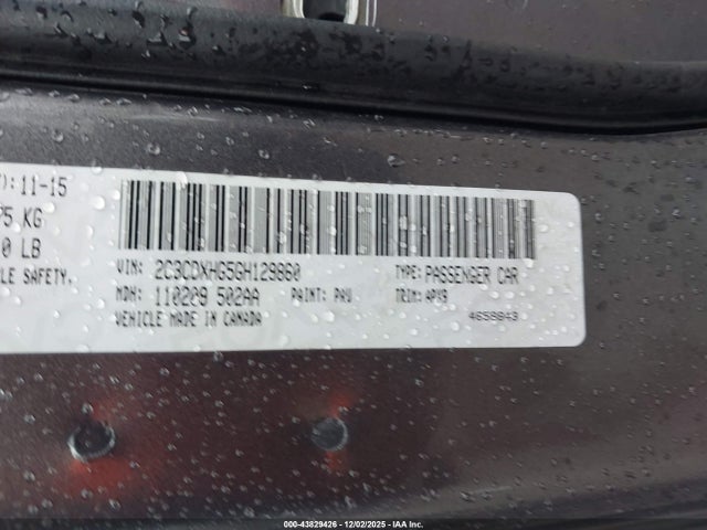 43829426 :رقم المزاد ، 2C3CDXHG5GH129860 vin ، 2016 Dodge Charger Sxt مزاد بيع