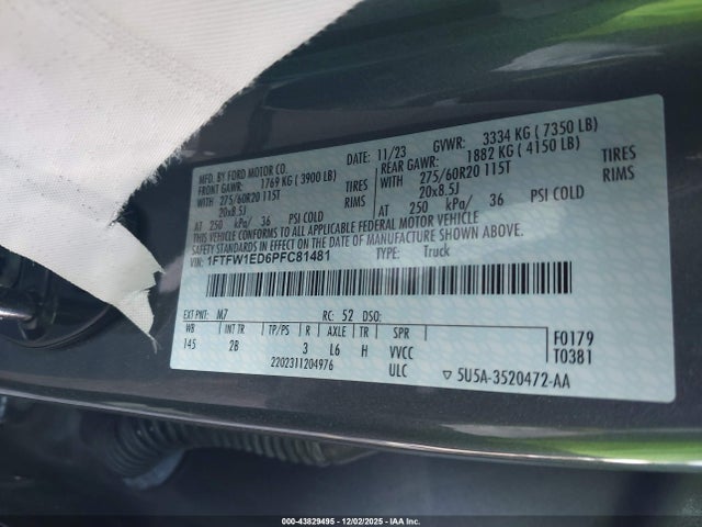 Ford F-150 Lariat 2023 1FTFW1ED6PFC81481 Image 9