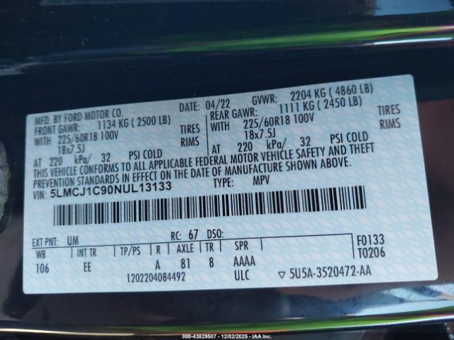 2022 LINCOLN CORSAIR 5LMCJ1C90NUL13133 Photo 8