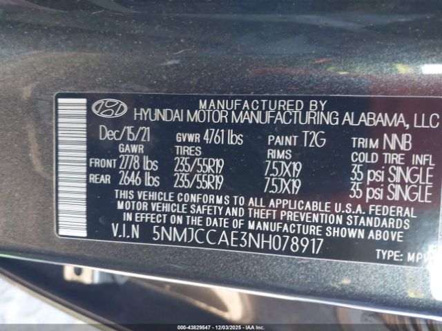 2022 HYUNDAI TUCSON 5NMJCCAE3NH078917 Photo 8